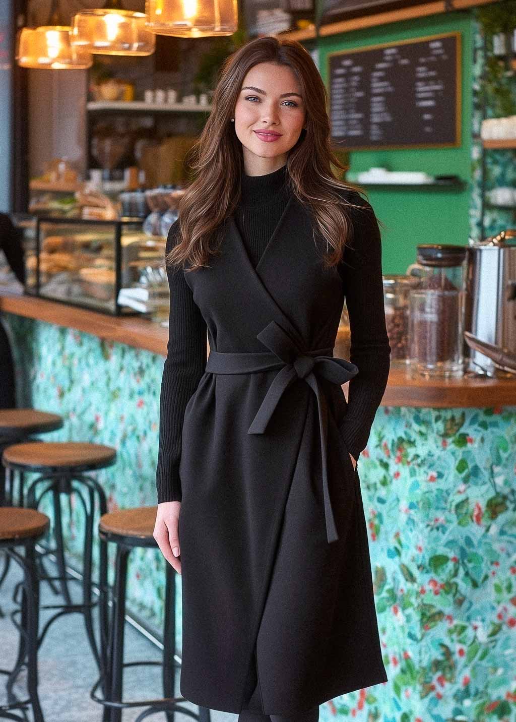 Тепла сукня з кишенями та запахом