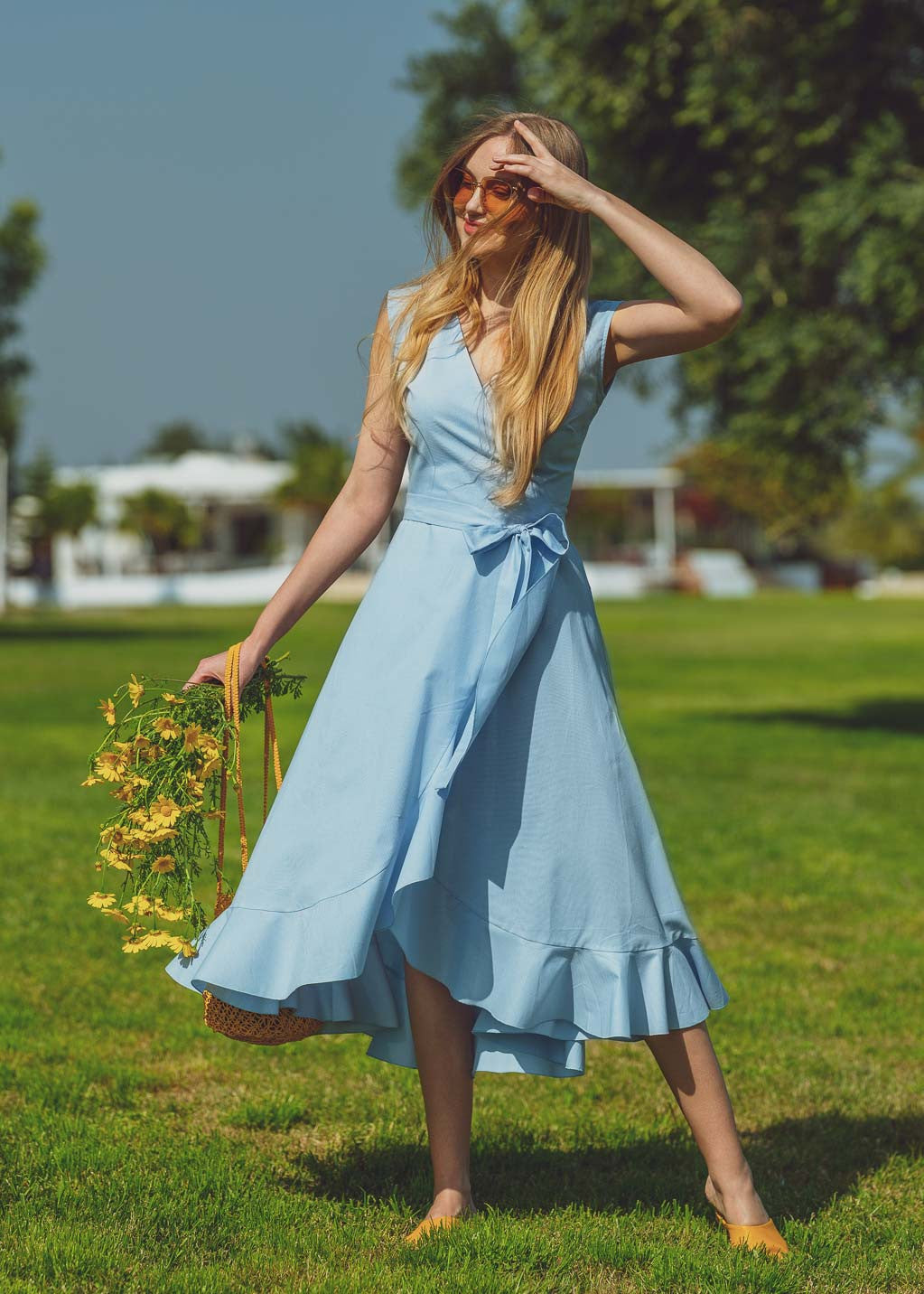 Бавовняна сукня на запах