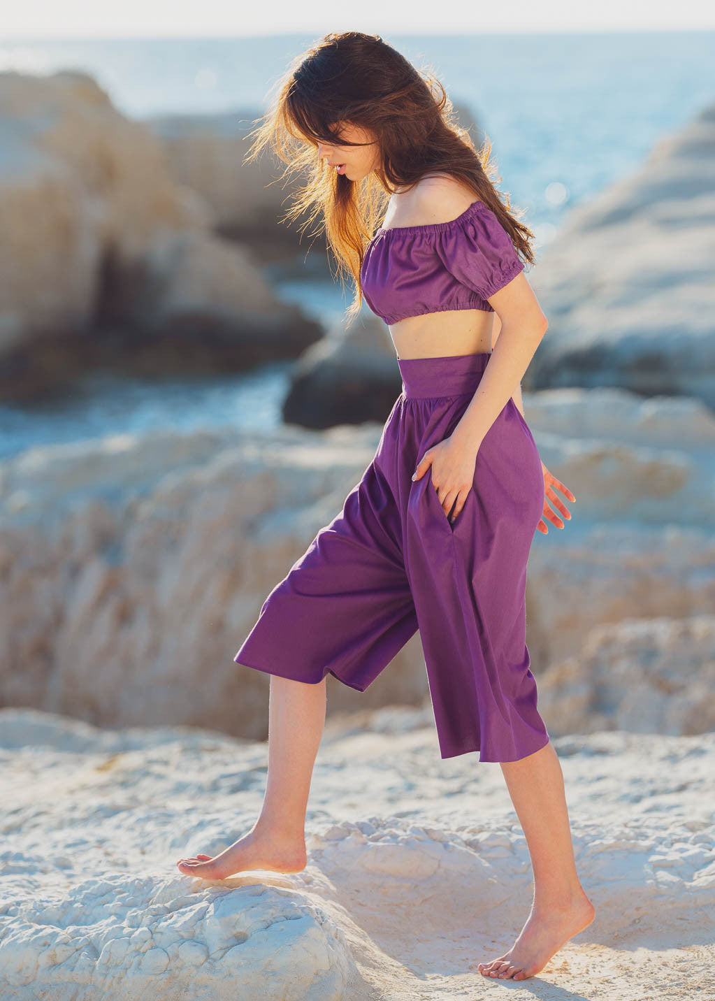 Лляний короткий топ