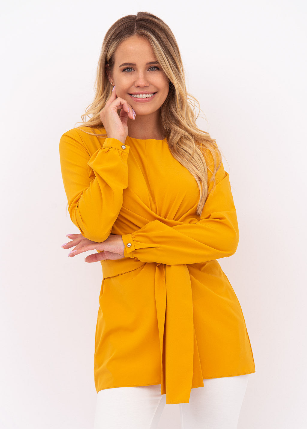 Святкова блуза з поясом