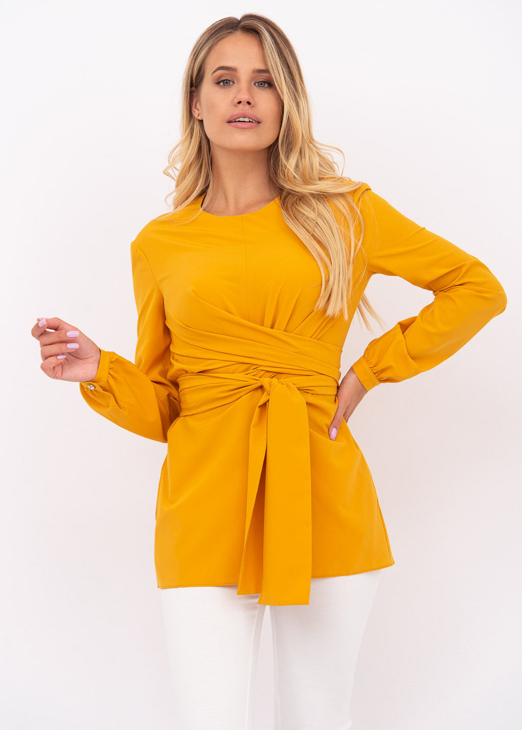 Святкова блуза з поясом