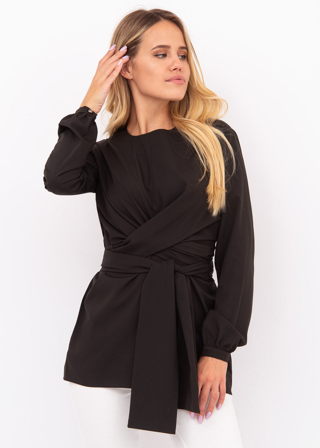 Святкова блуза з поясом