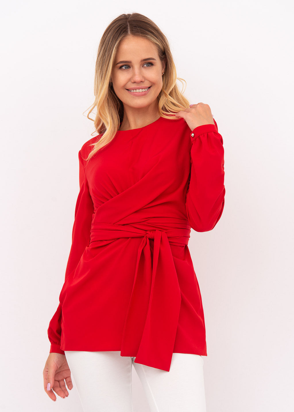 Святкова блуза з поясом