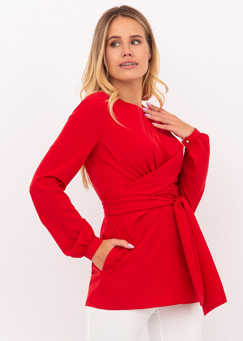 Святкова блуза з поясом