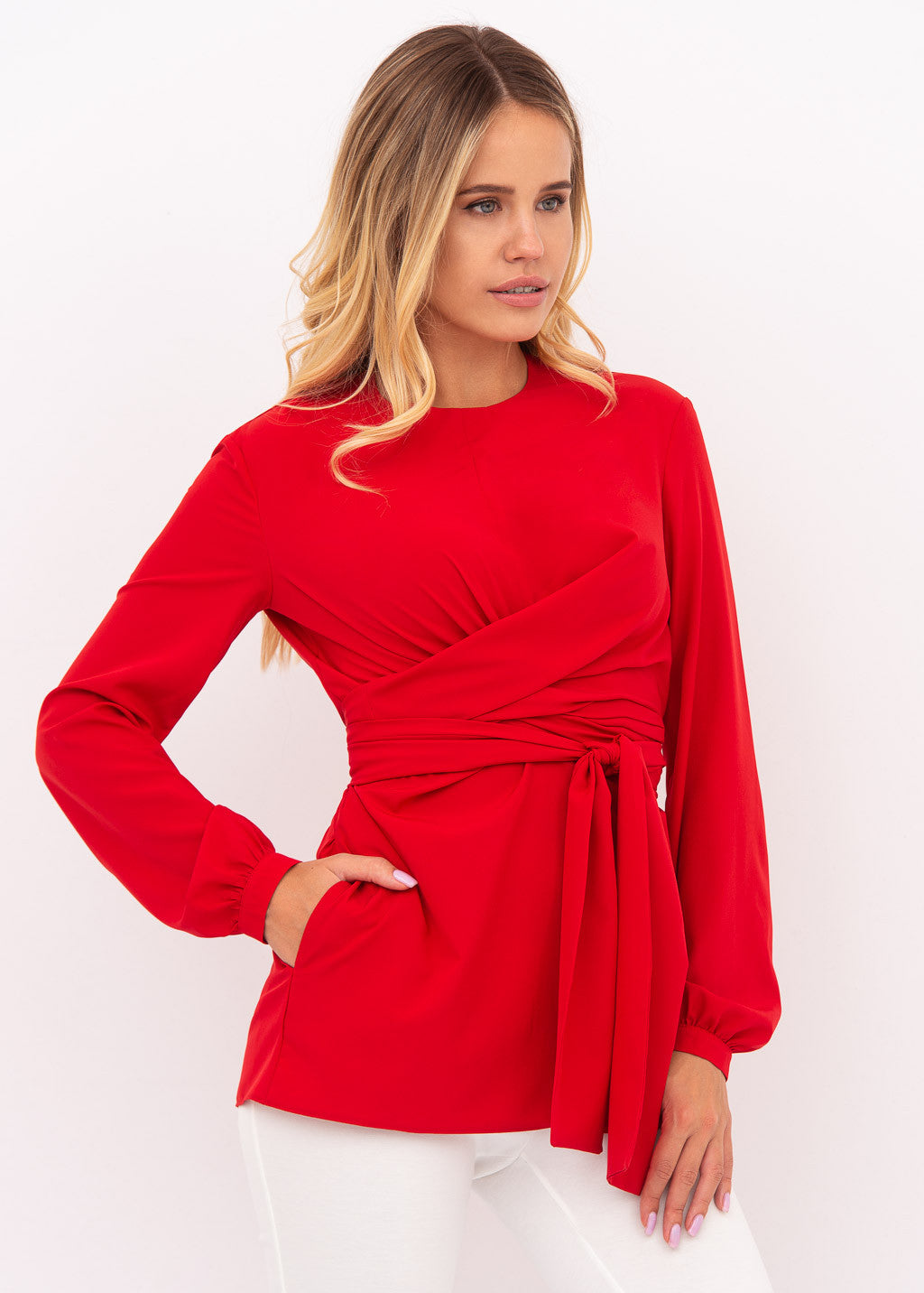 Святкова блуза з поясом