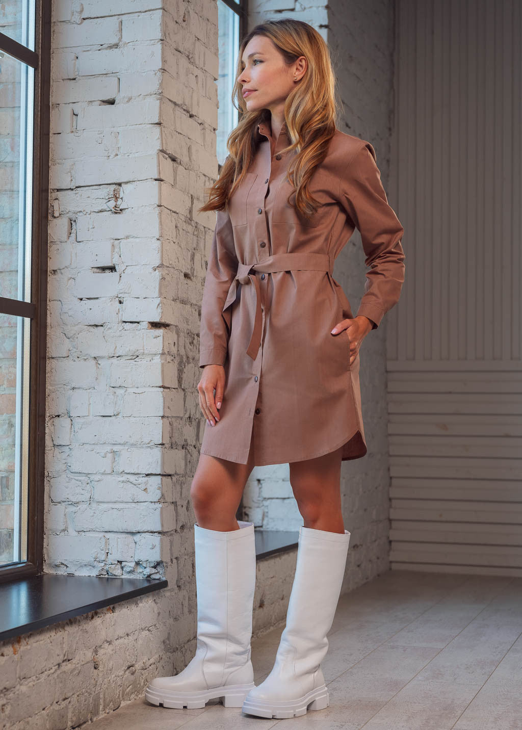 Стильна бавовняна сукня-сорочка