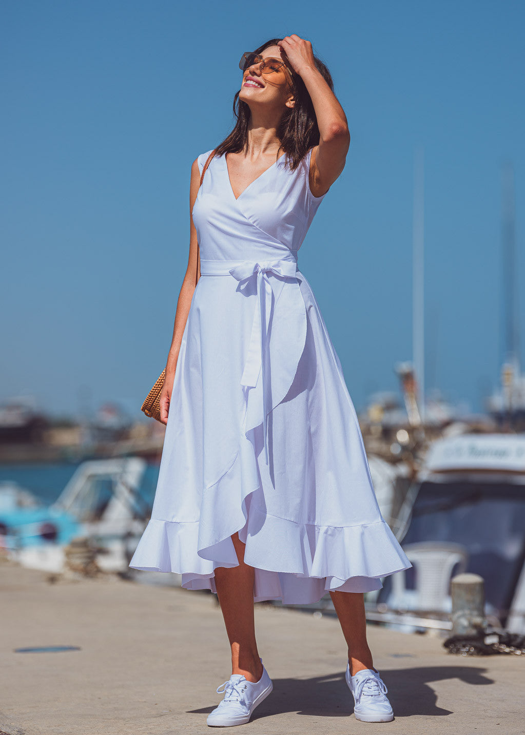 Бавовняна сукня на запах