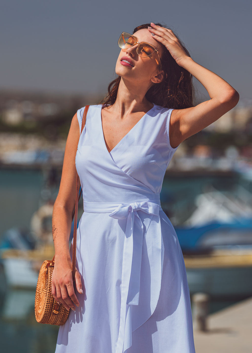 Бавовняна сукня на запах