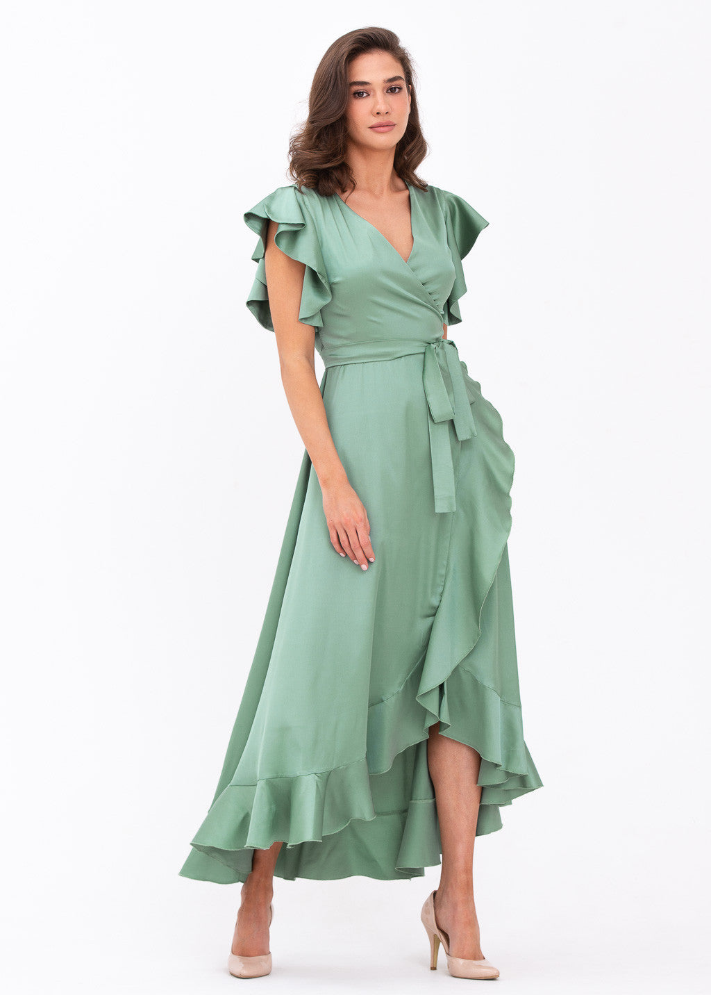 Романтична довга шовкова сукня