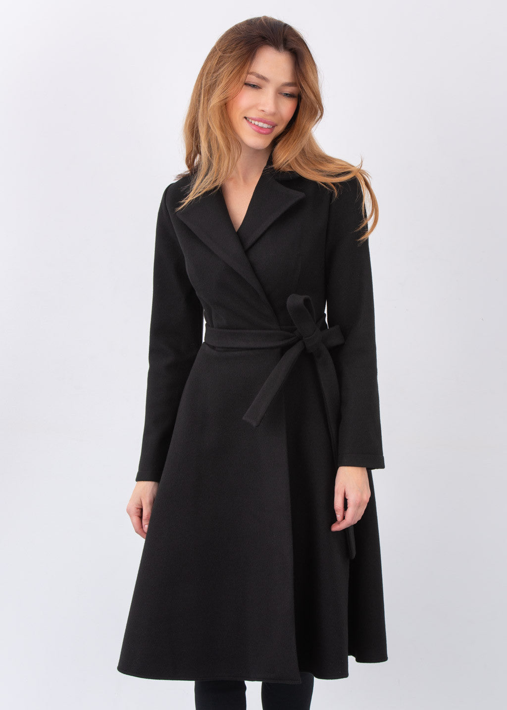 Тепла сукня-пальто на-запах з поясом