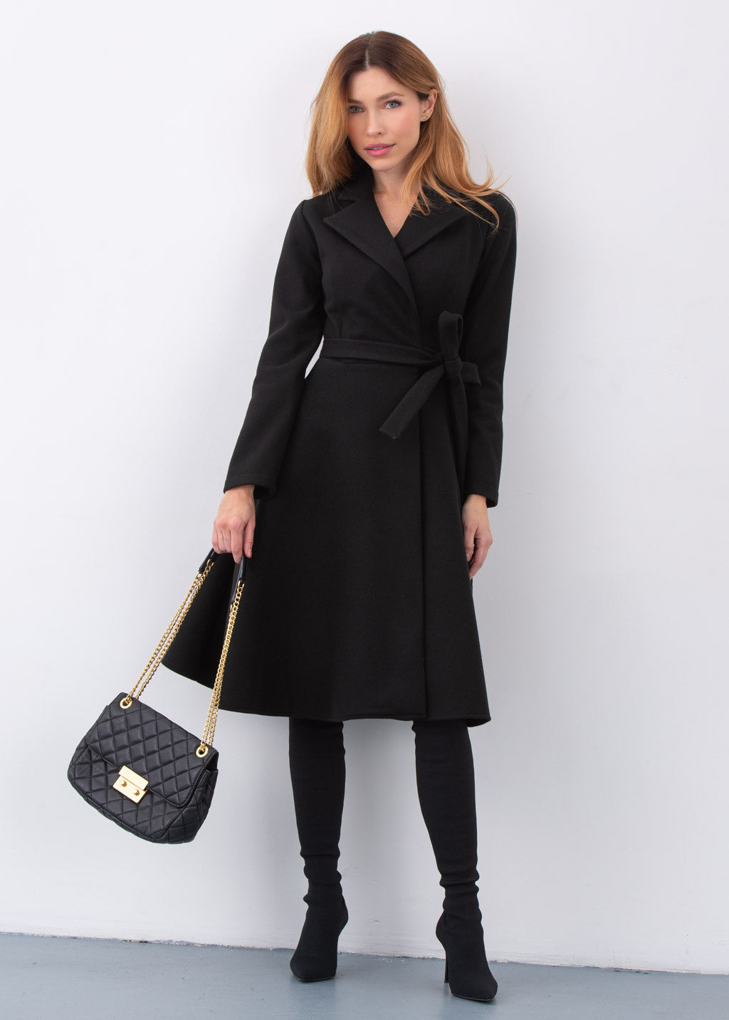 Тепла сукня-пальто на-запах з поясом