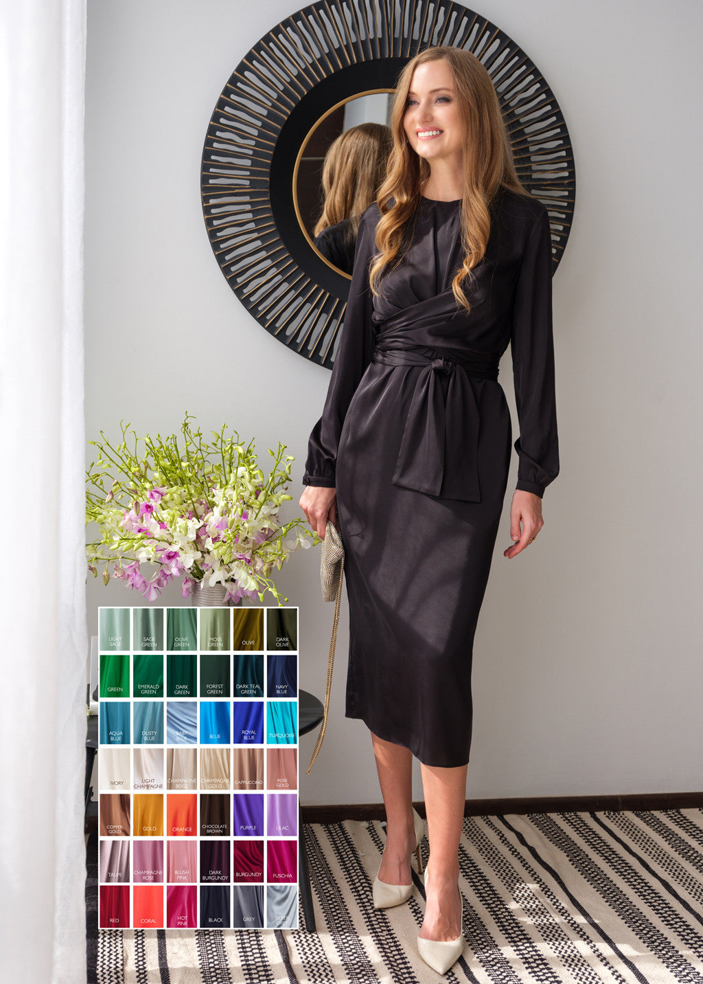 Стильна шовкова сукня з поясом