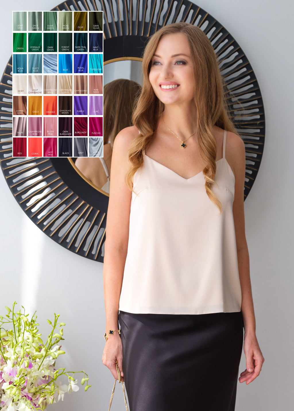 Шовкова блуза на тонких бретельках