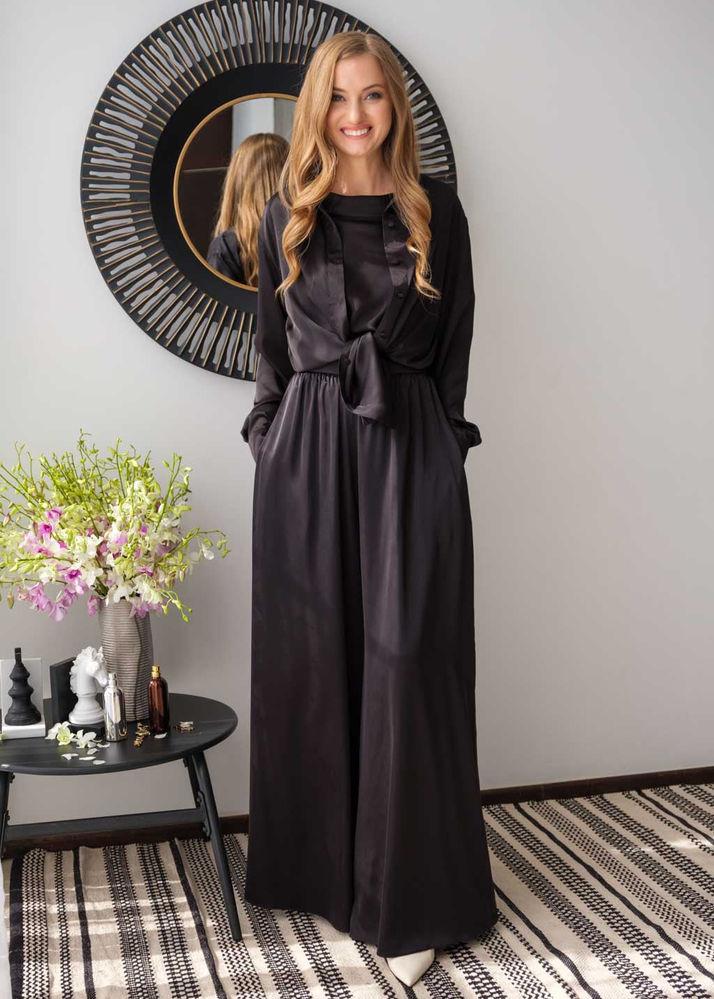 Довга шовкова сорочка