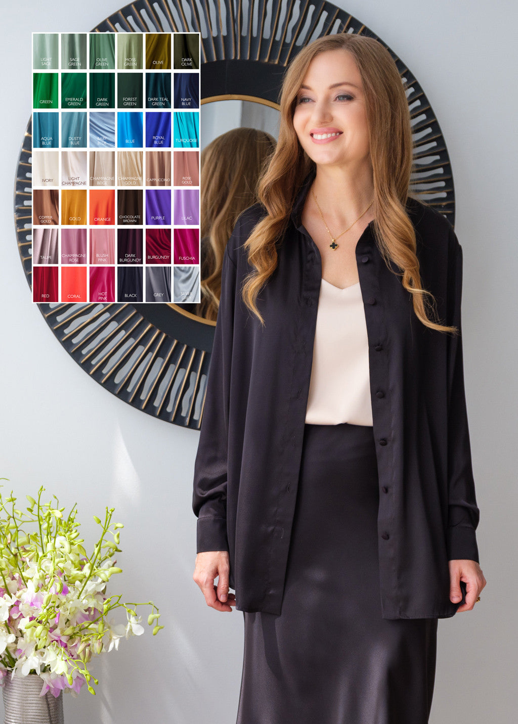 Довга шовкова сорочка