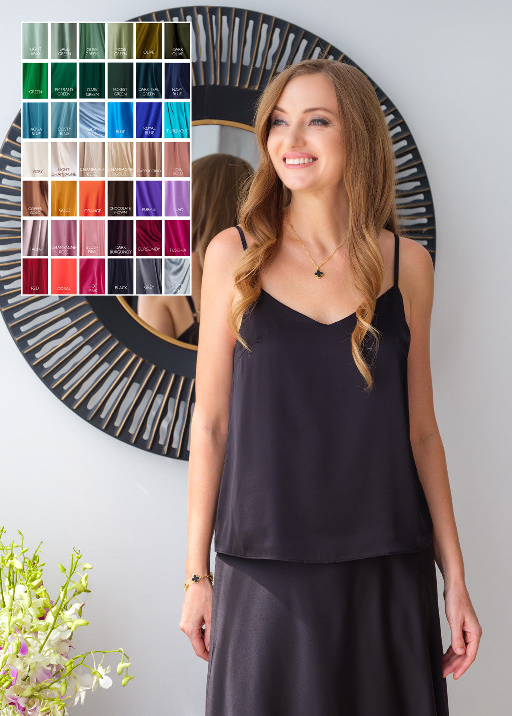 Шовкова блуза на тонких бретельках