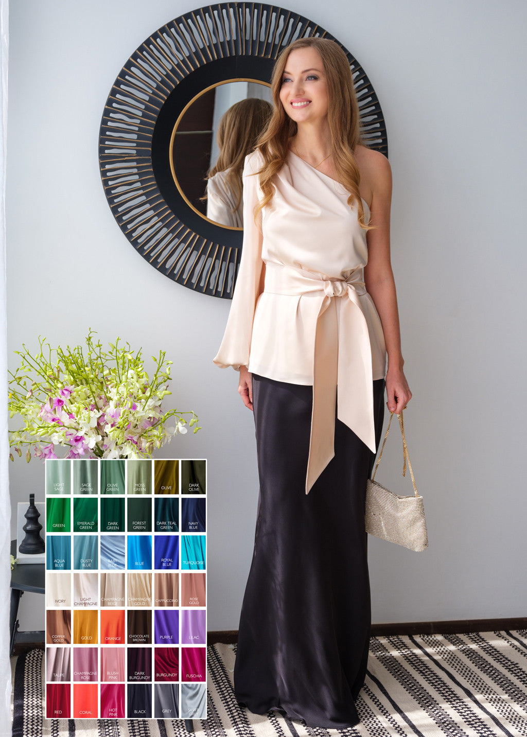 Шовкова блуза з поясом