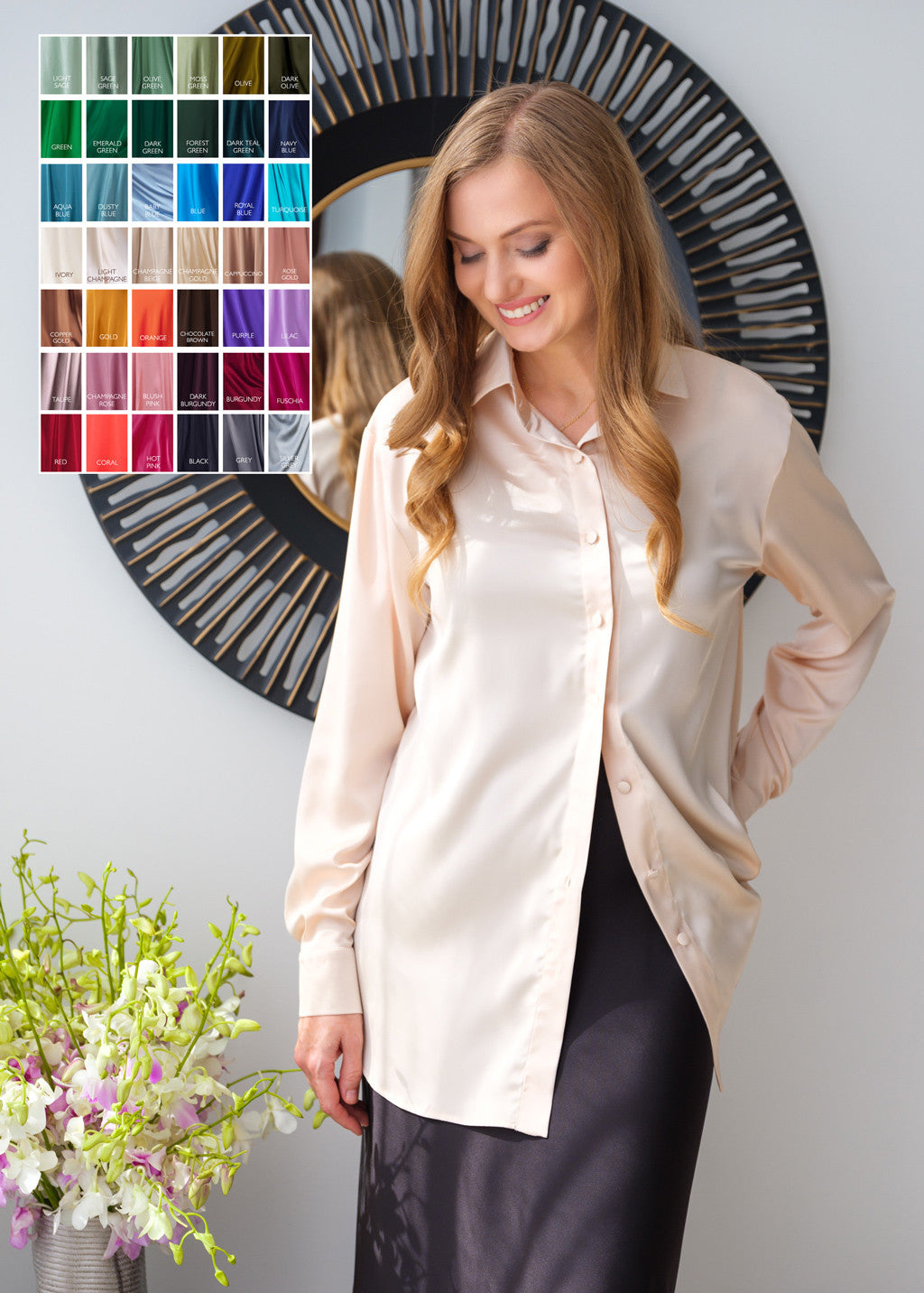 Довга шовкова блуза