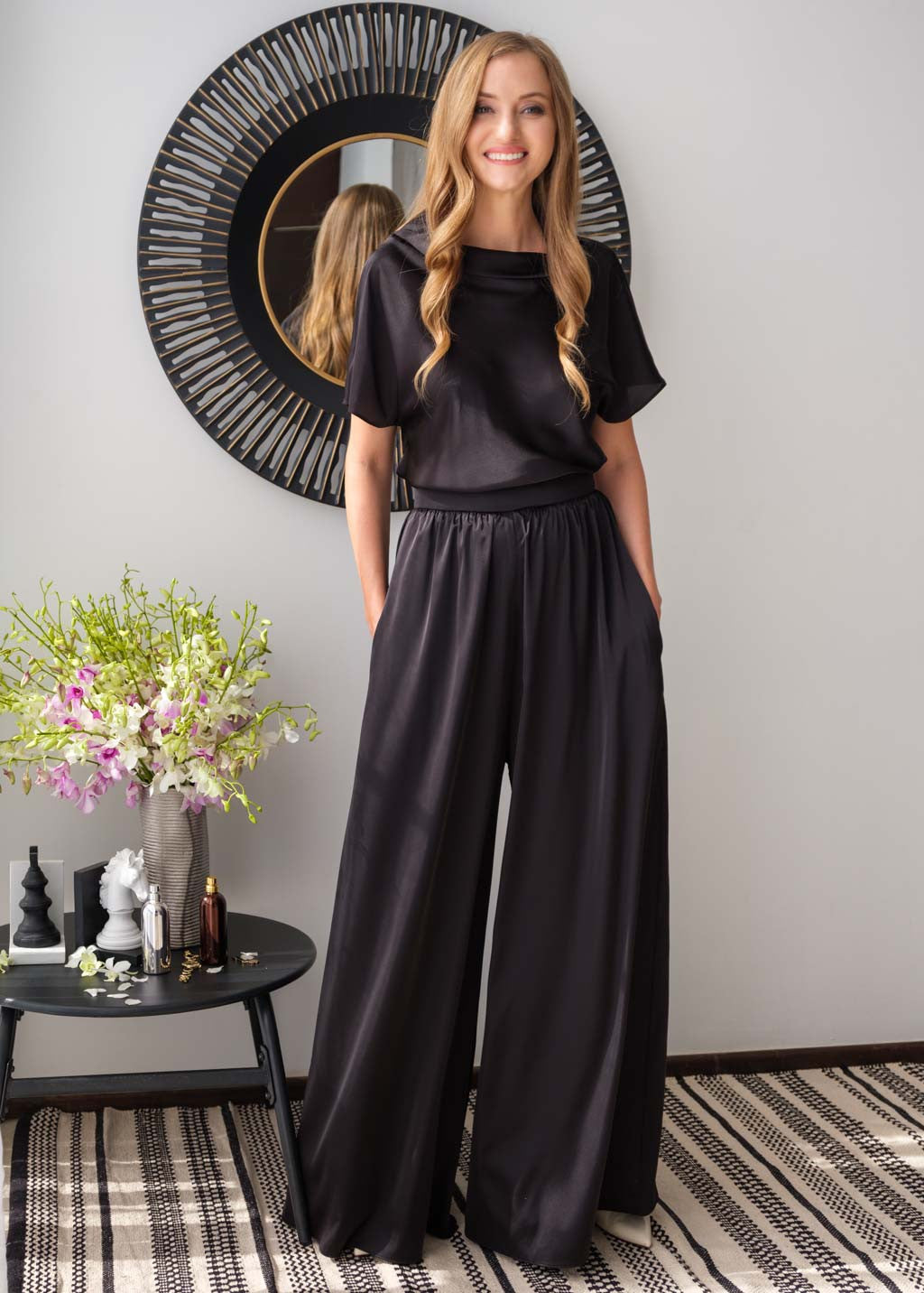 Шовкові брюки з кишенями