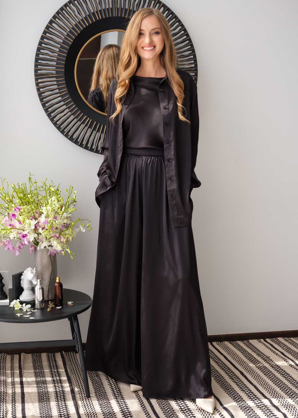 Шовкові брюки з кишенями