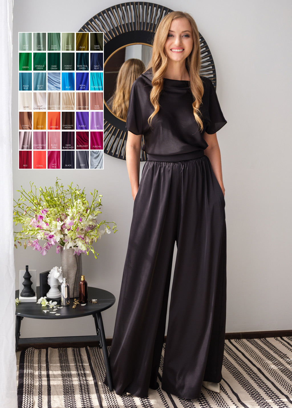 Шовкові брюки з кишенями