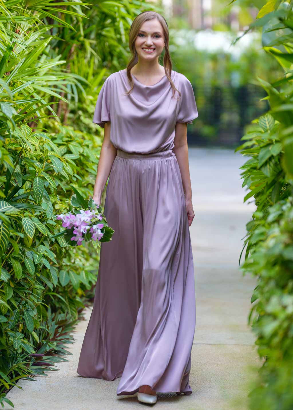 Шовковий комбінезон з кишенями