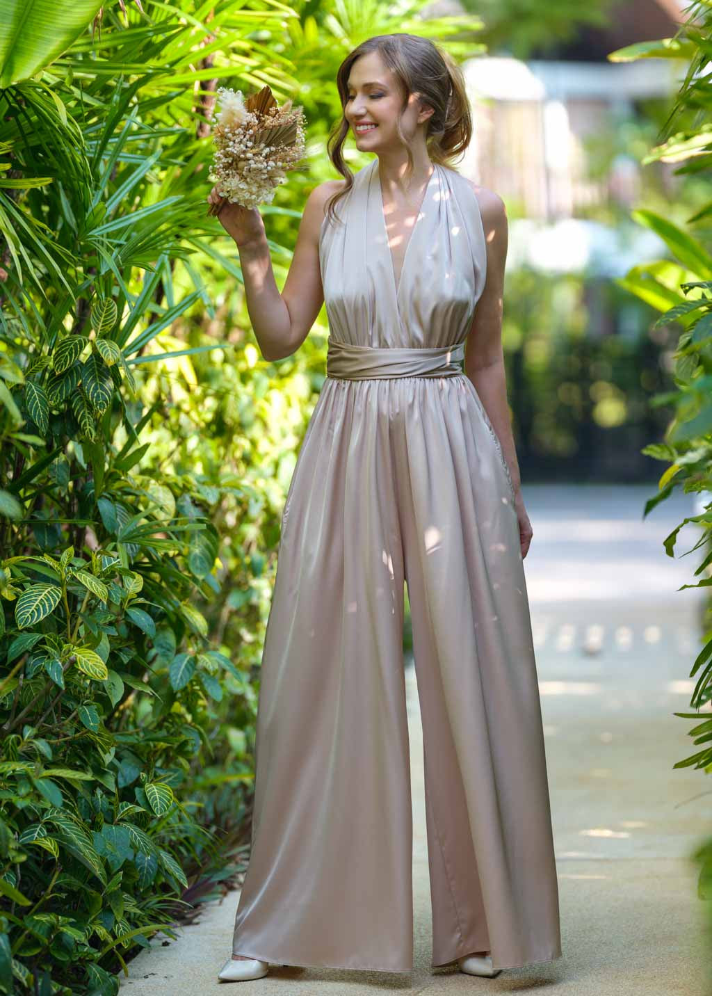 Шовковий комбінезон Infinity з кишенями