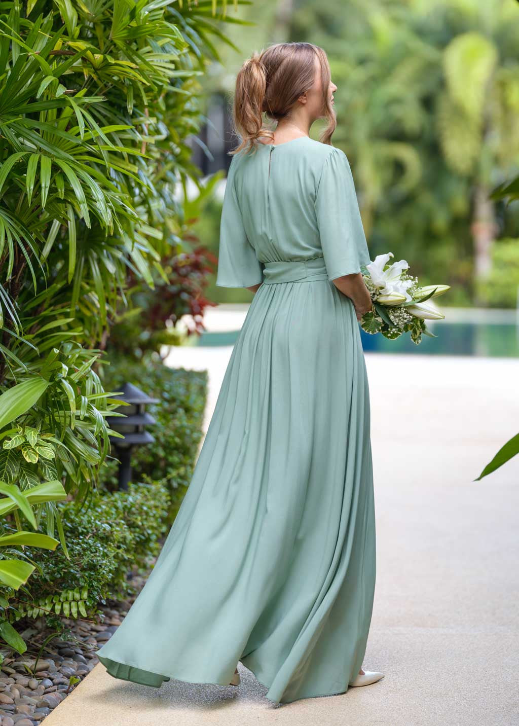 Довга літня сукня з віскози з розрізом