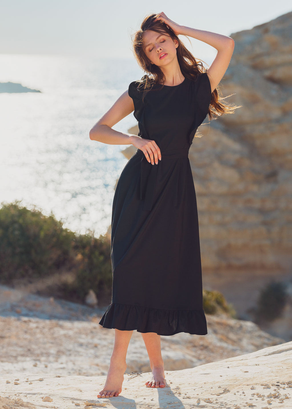 Бавовняна сукня з оборками