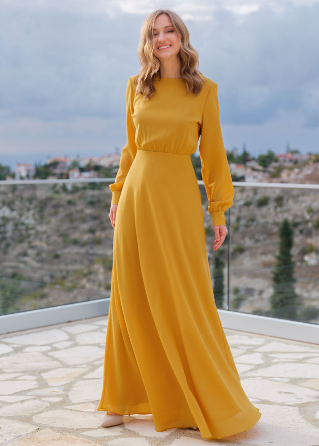 Шифонова довга сукня