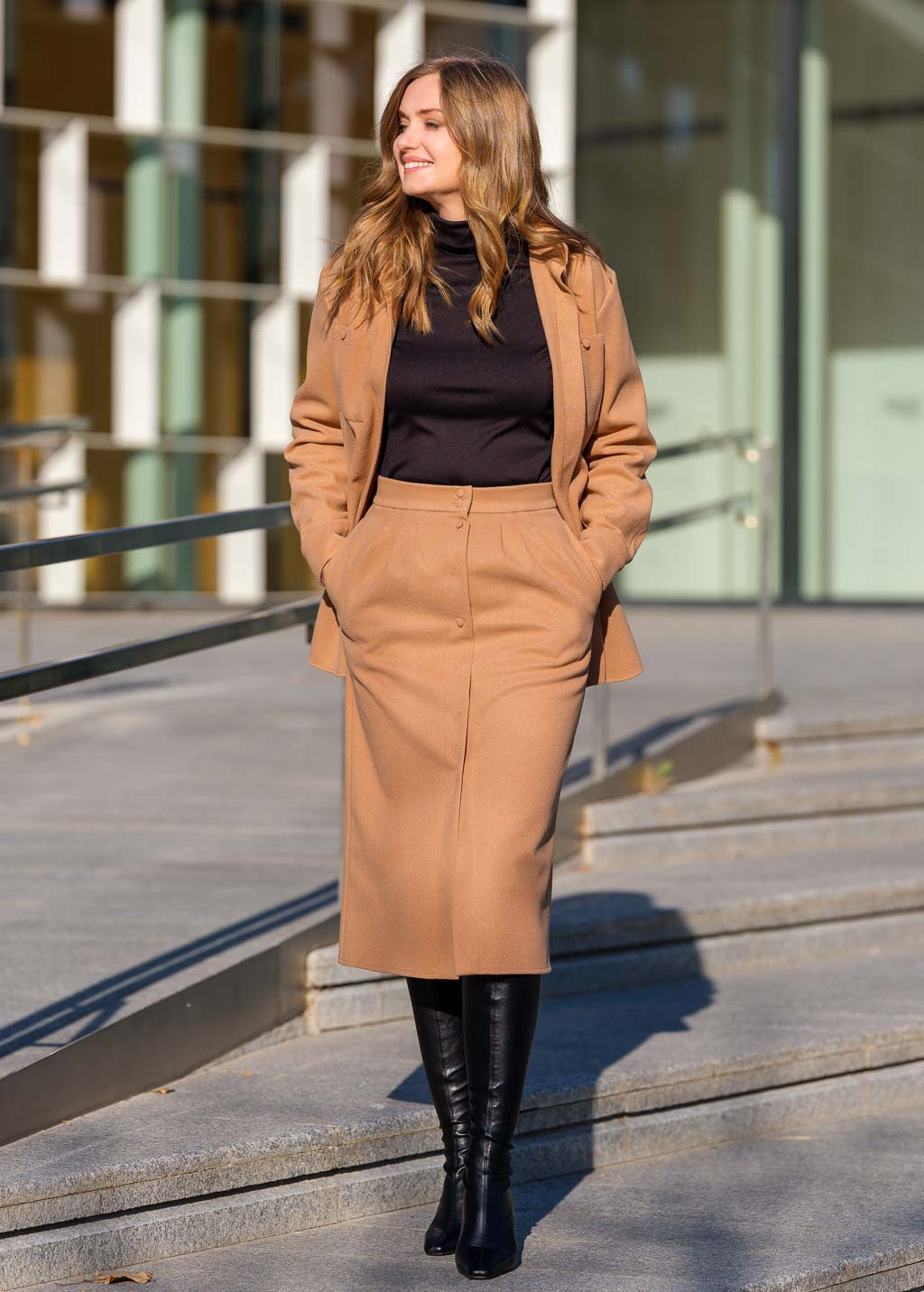 Теплий костюм з сорочки та спідниці