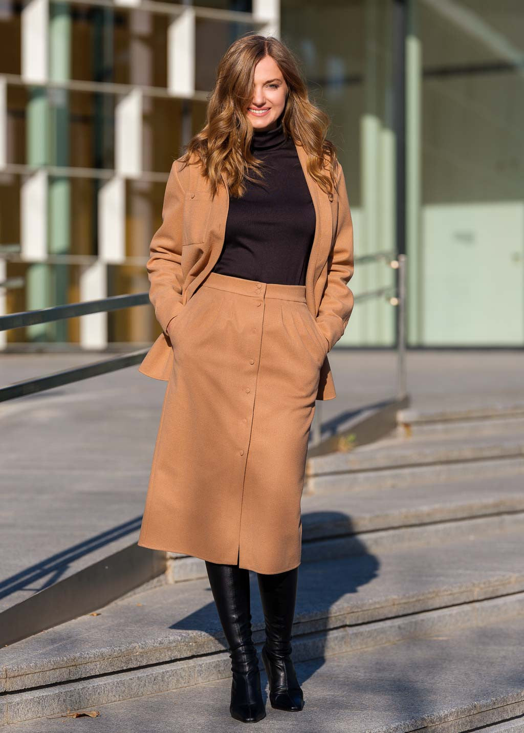 Теплий костюм з сорочки та спідниці