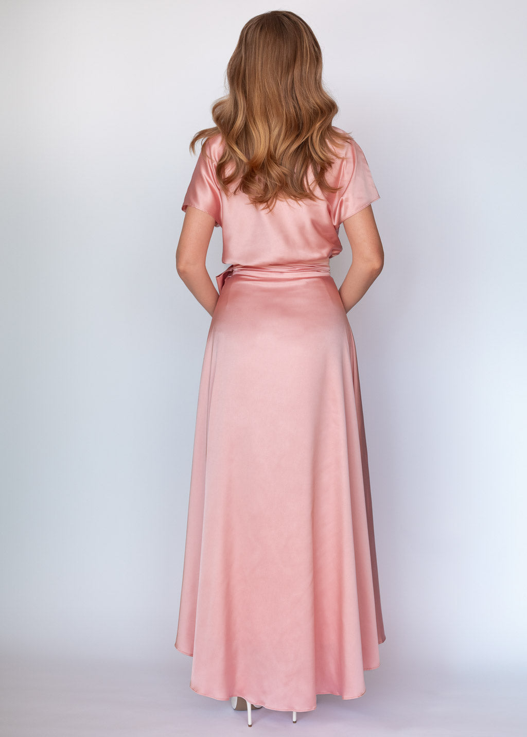 Шовкова спідниця на затин в кольорі Blush Pink