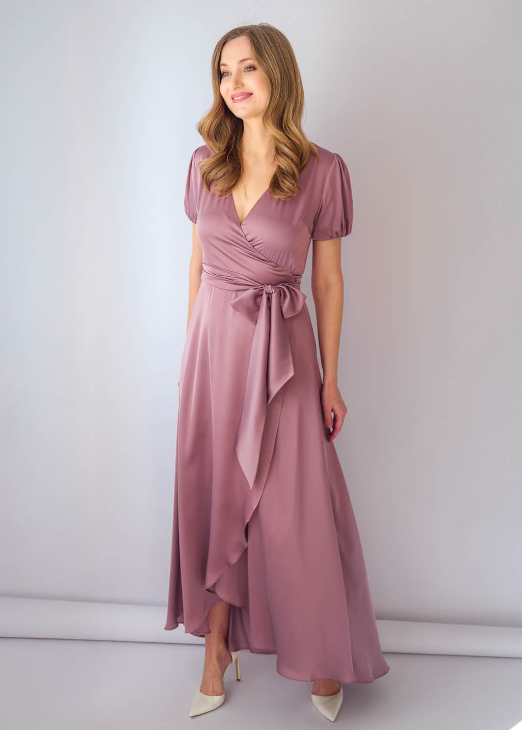 Романтична шовкова сукня на затин в кольорі Champagne Rose