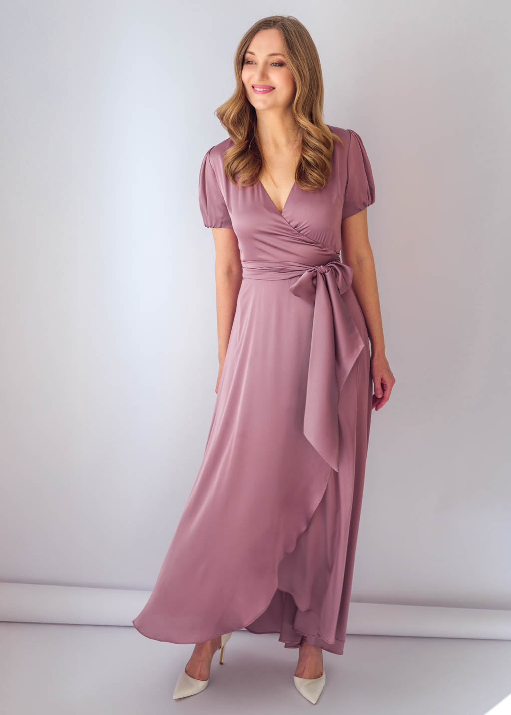 Романтична шовкова сукня на затин в кольорі Champagne Rose