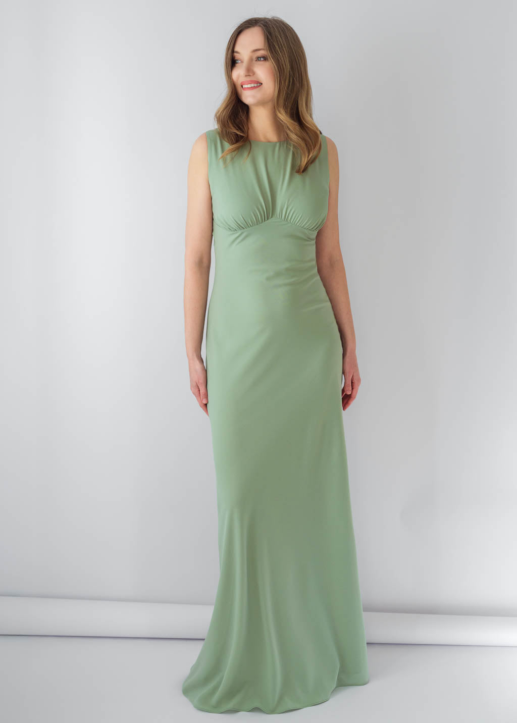 Довга шифонова сукня  в кольорі Sage Green