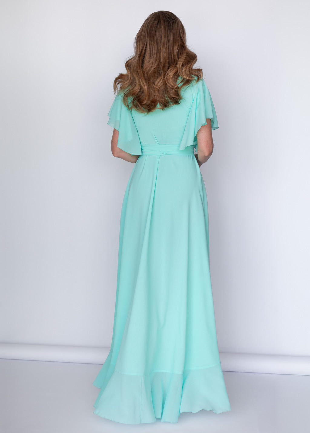 Романтична довга шифонова сукня в кольорі Tiffany Blue