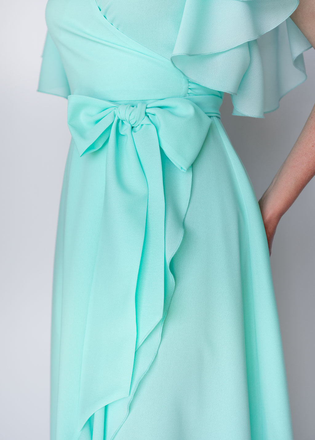 Романтична довга шифонова сукня в кольорі Tiffany Blue