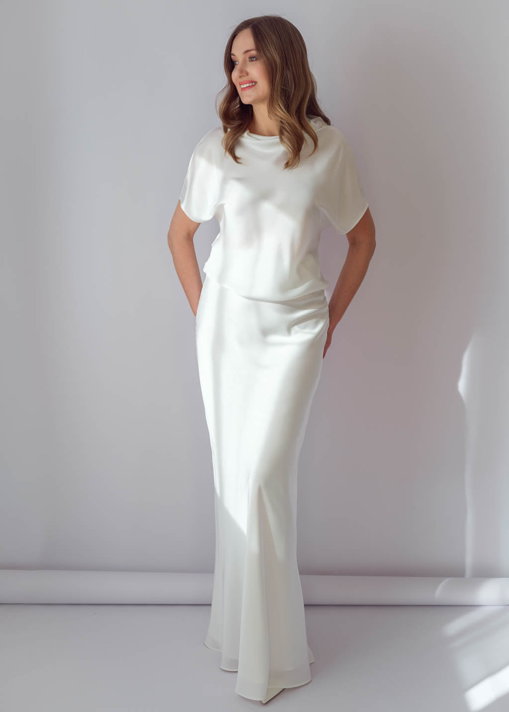 Довга шовкова спідниця в кольорі Ivory