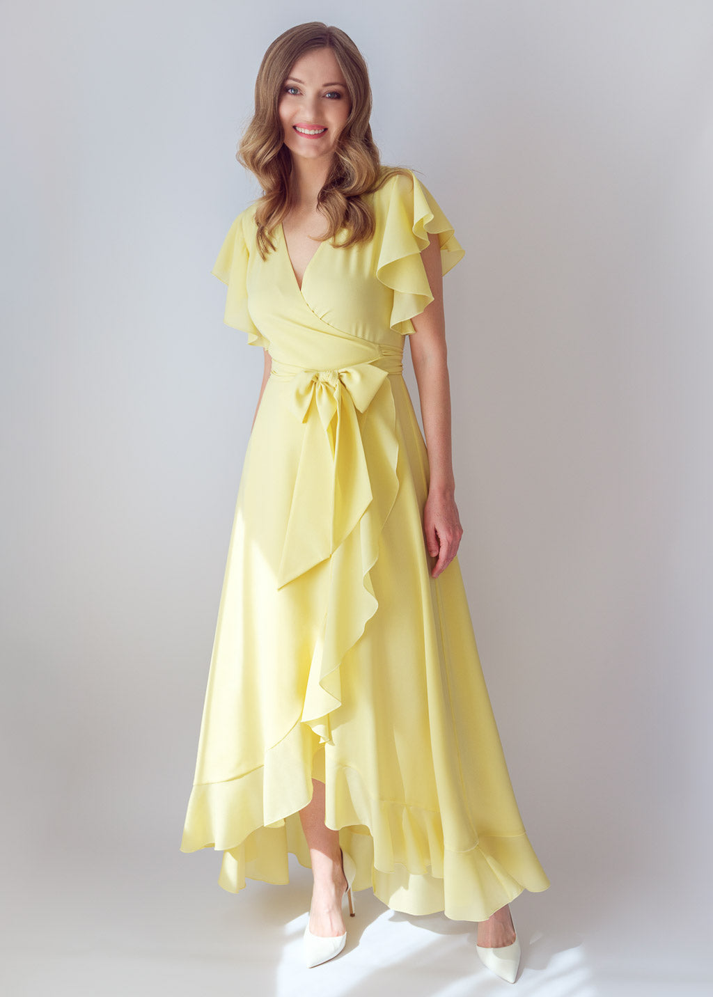 Романтична довга шифонова сукня в кольорі Lemon Sorbet