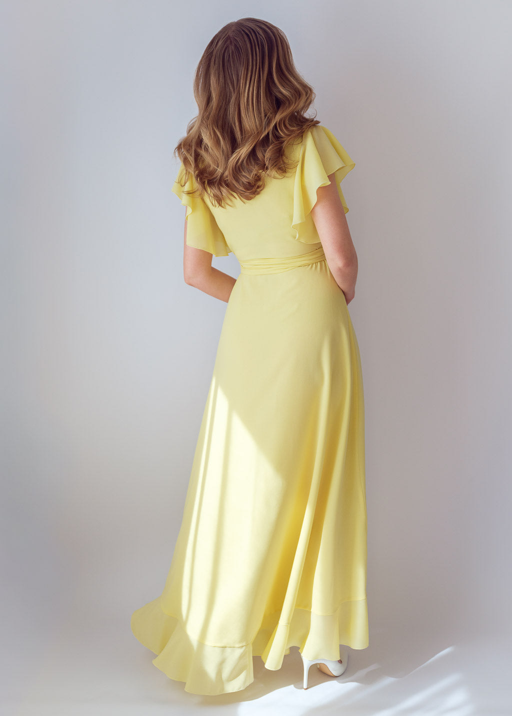 Романтична довга шифонова сукня в кольорі Lemon Sorbet