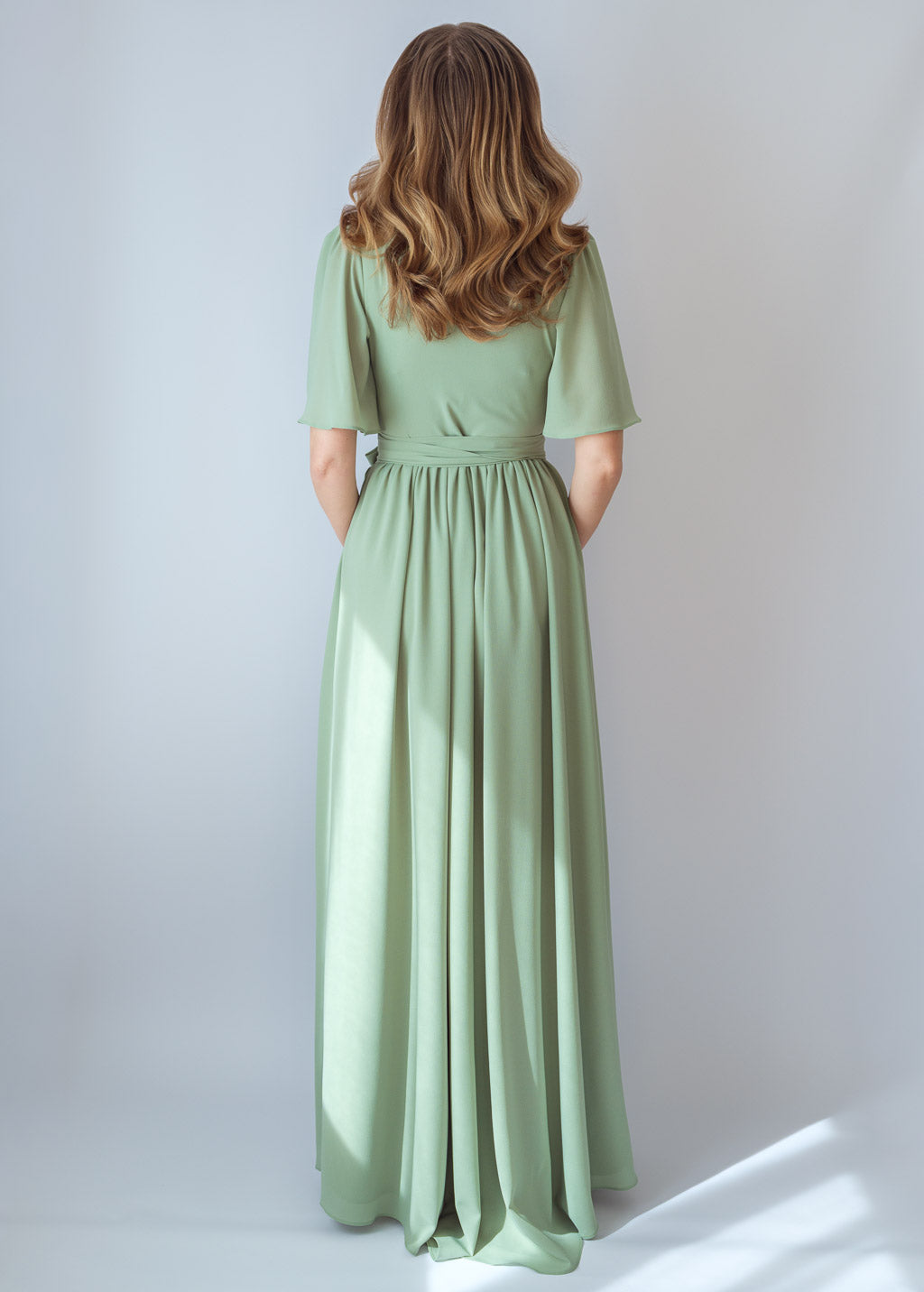Шифонова сукня на затин в кольорі Sage Green
