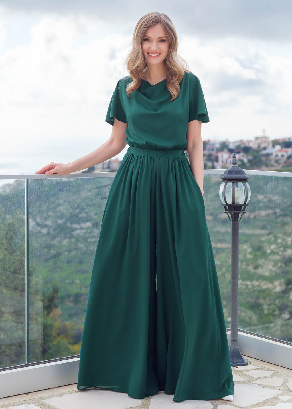 Шифоновий комбінезон в кольорі Dark Green