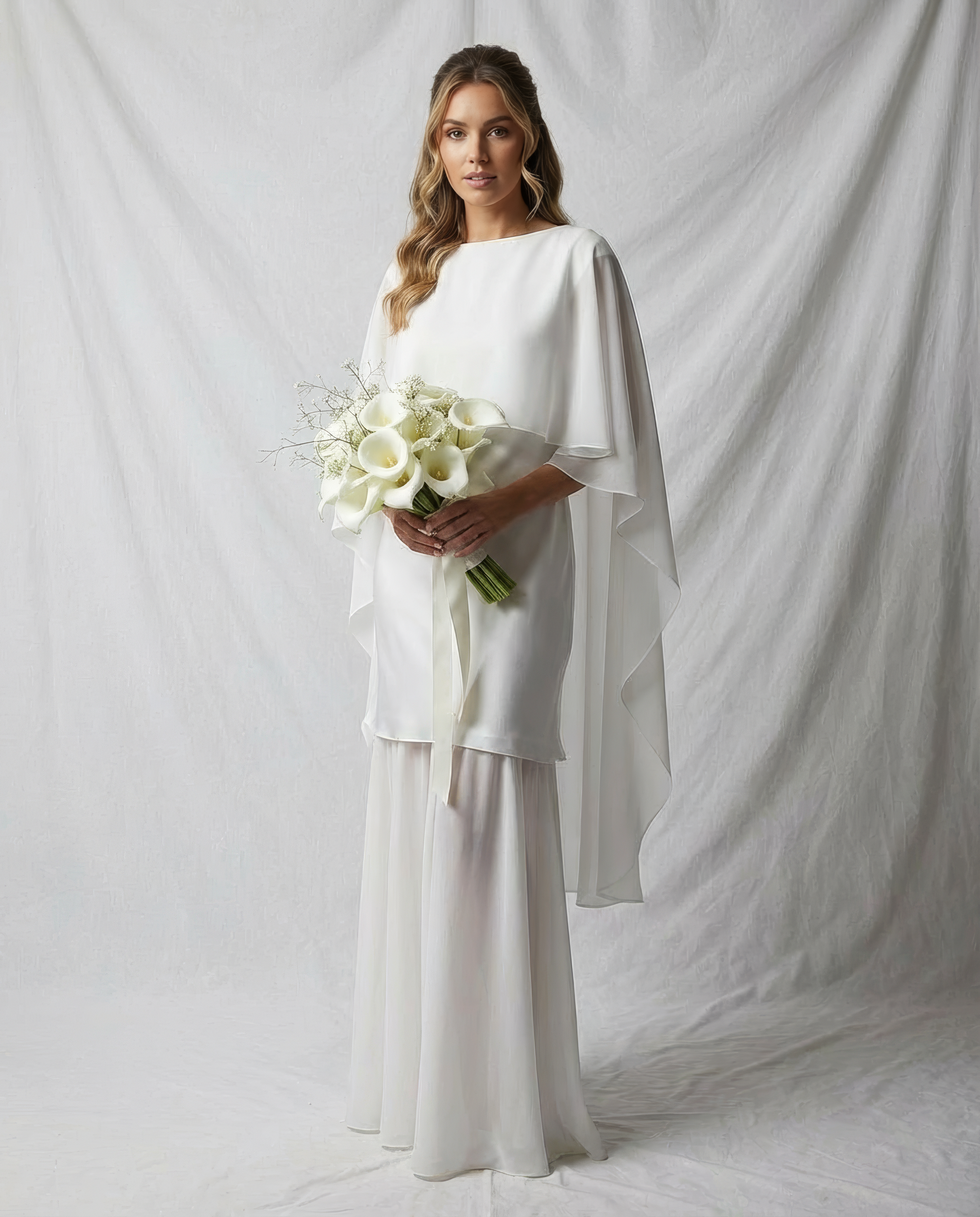 Cукня з поєднанням шовку та шифону та шифоновою накидкою