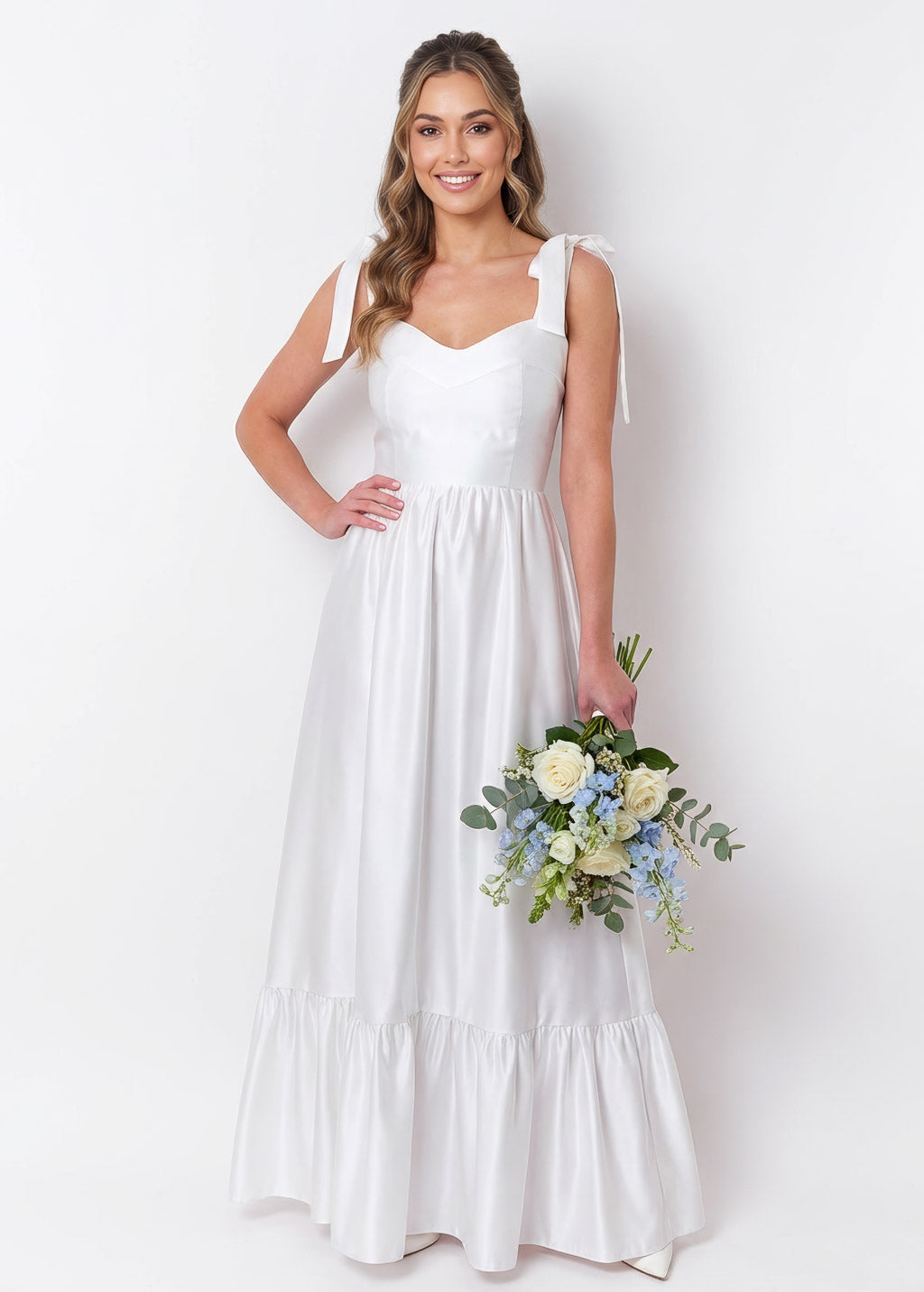 Романтична довга сатинова сукня