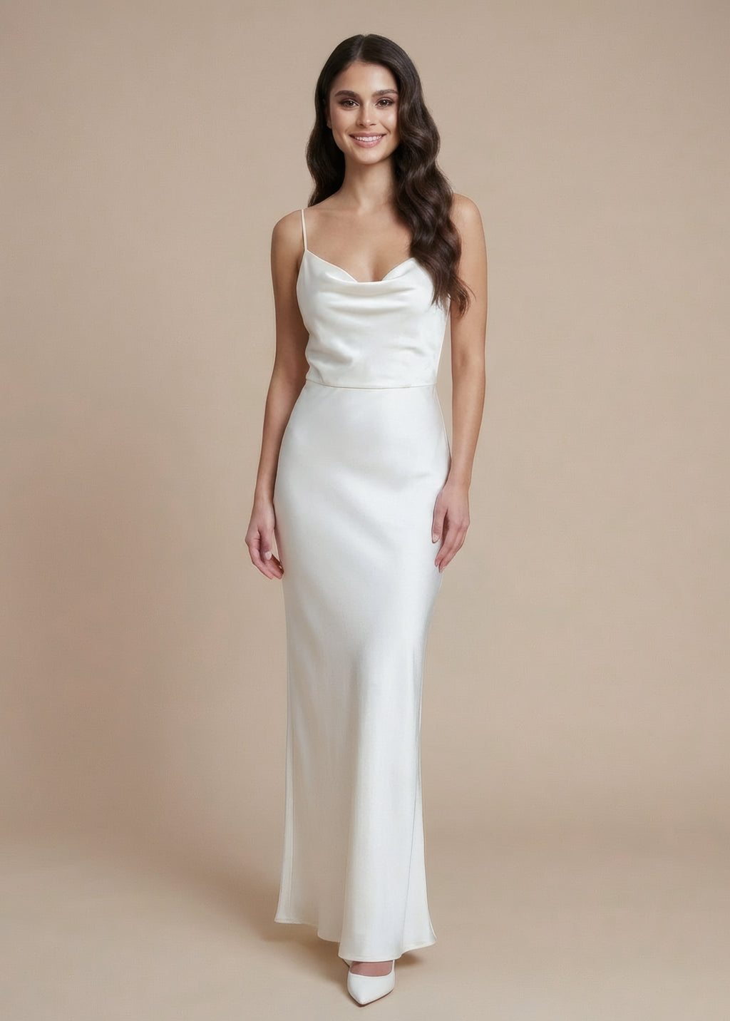 Шовкова довга сукня на тонких бретельках в кольорі Ivory