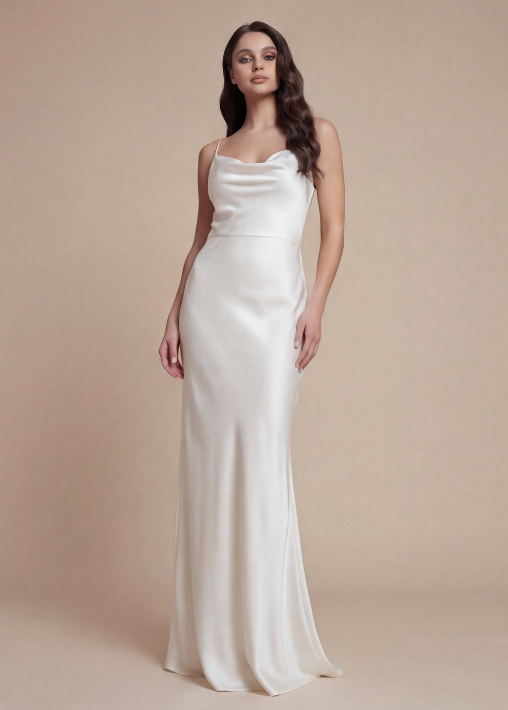 Шовкова довга сукня на тонких бретельках в кольорі Ivory