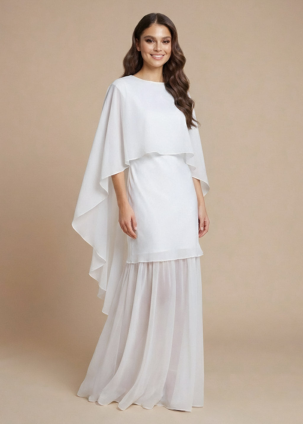 Cукня з поєднанням шовку та шифону та шифоновою накидкою