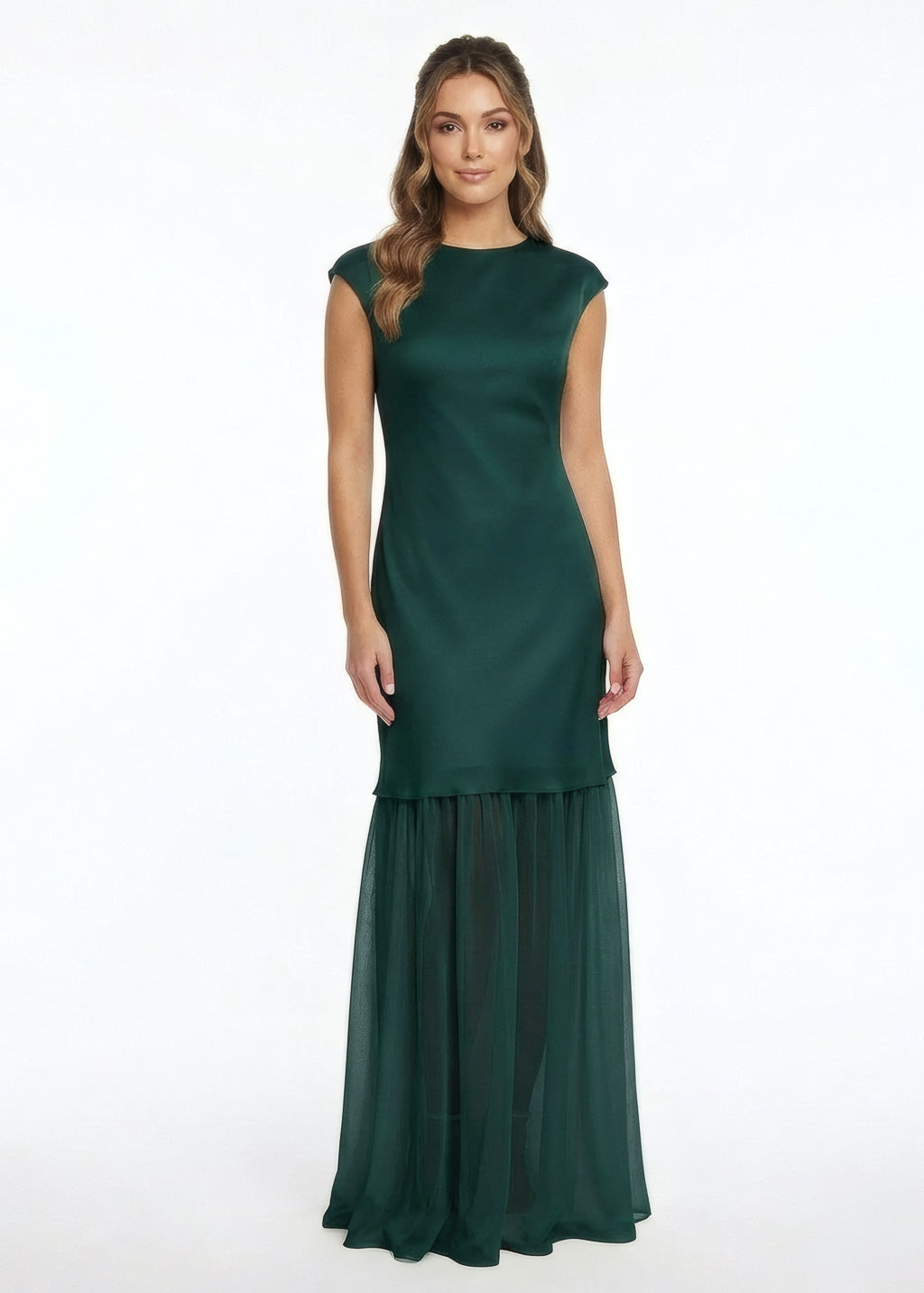 Cукня з поєднанням шовку та шифону та шифоновою накидкою