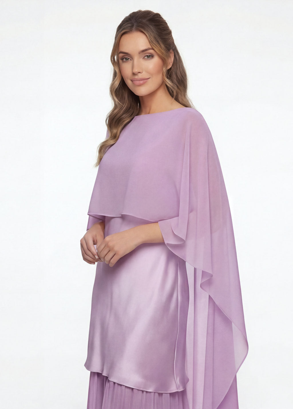 Cукня з поєднанням шовку та шифону та шифоновою накидкою